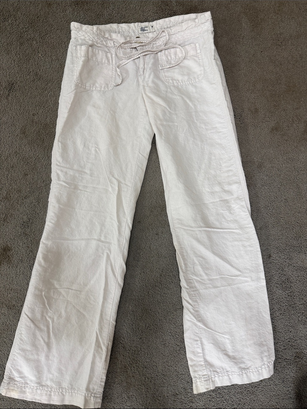 American Eagle Outfitters Light Cream Drawstring Casual Pants
